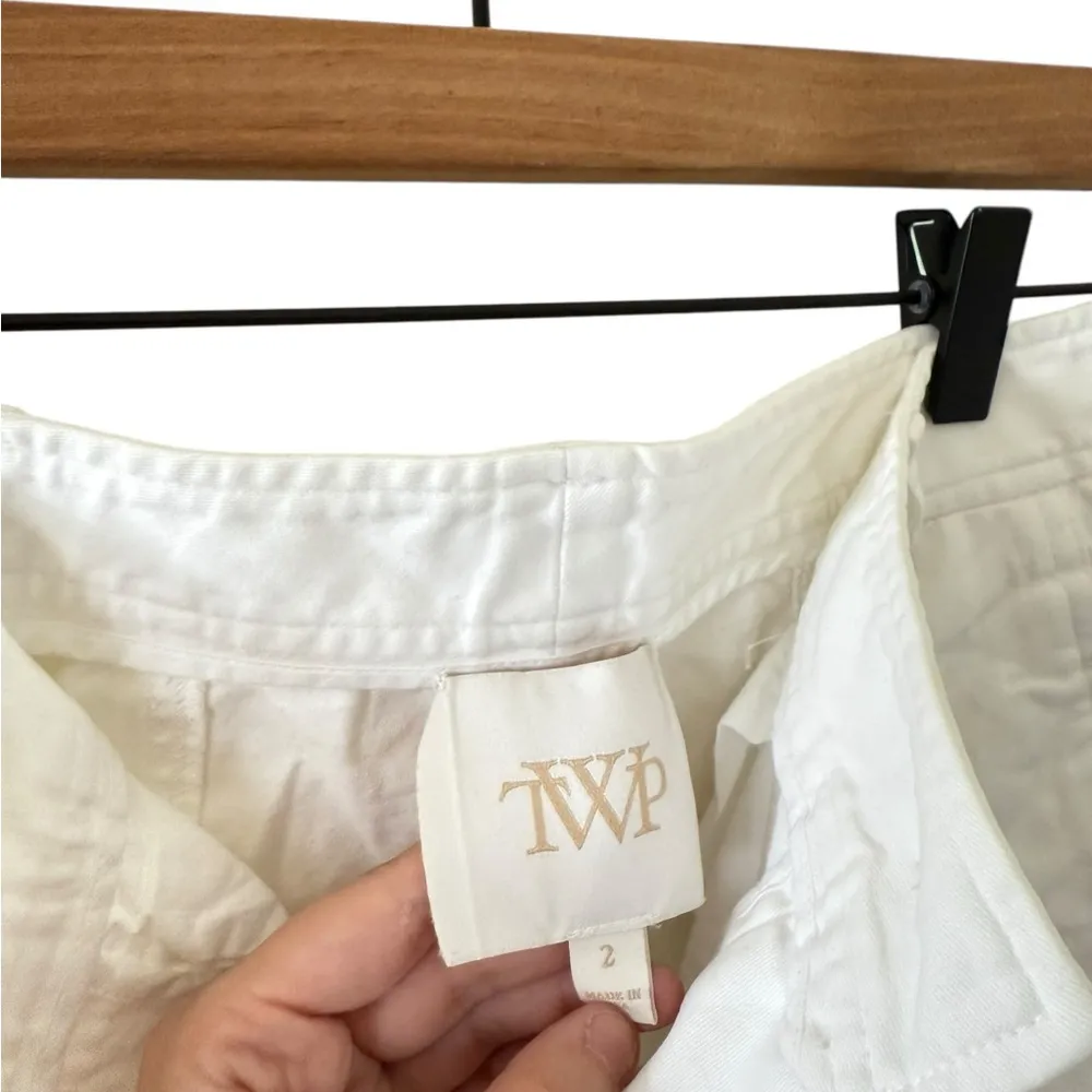 TWP The Cooper High Rise Wide Leg Flat Front Pants in White Size 2 - Image 4