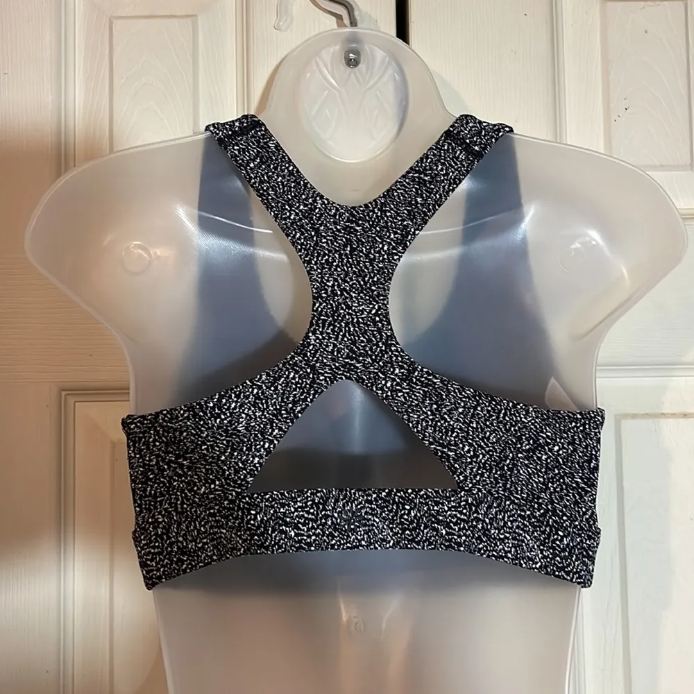 Athleta Marbled Black Gray and White Racerback Sports Bra M Medium - Image 7