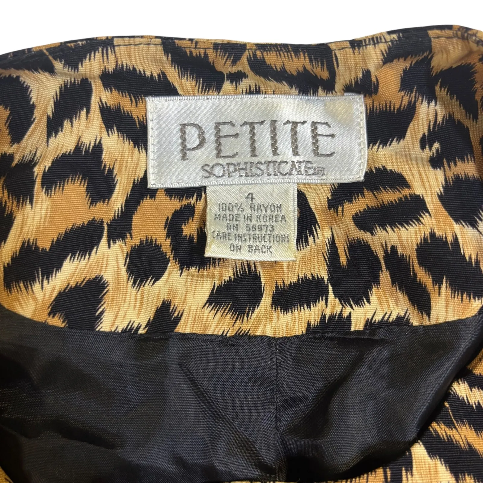 Petite Sophisticate Leopard Print Button Front Blazer Lined Jacket - Size 4 - Image 4