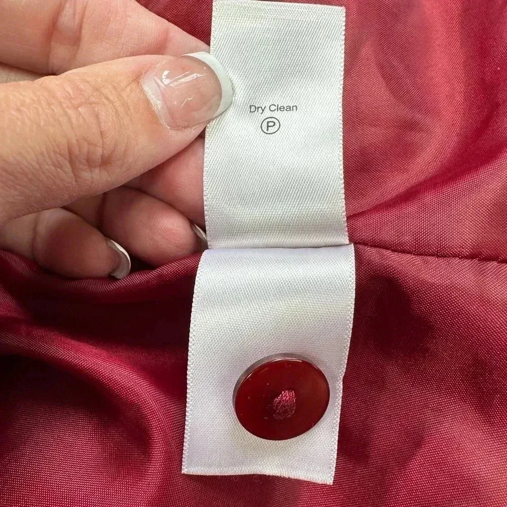 Vintage Coldwater Creek Red Burgundy Puffer Snap Jacket Floral Embroider Size 14 - Image 11