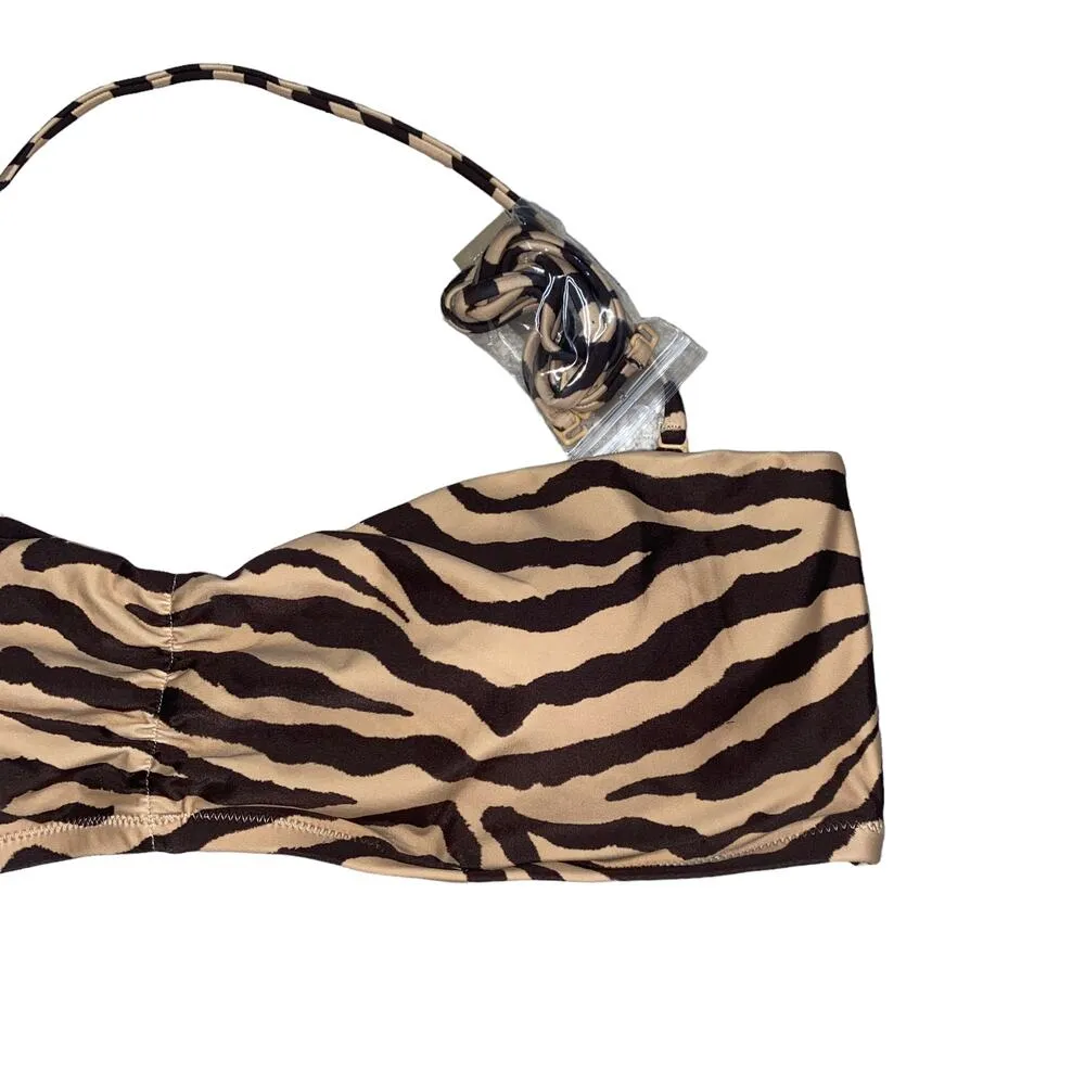 New NWT J. Crew Zebra Animal Stripe Bandeau Bikini Swim Bathing Suit Top Size 2X - Image 4