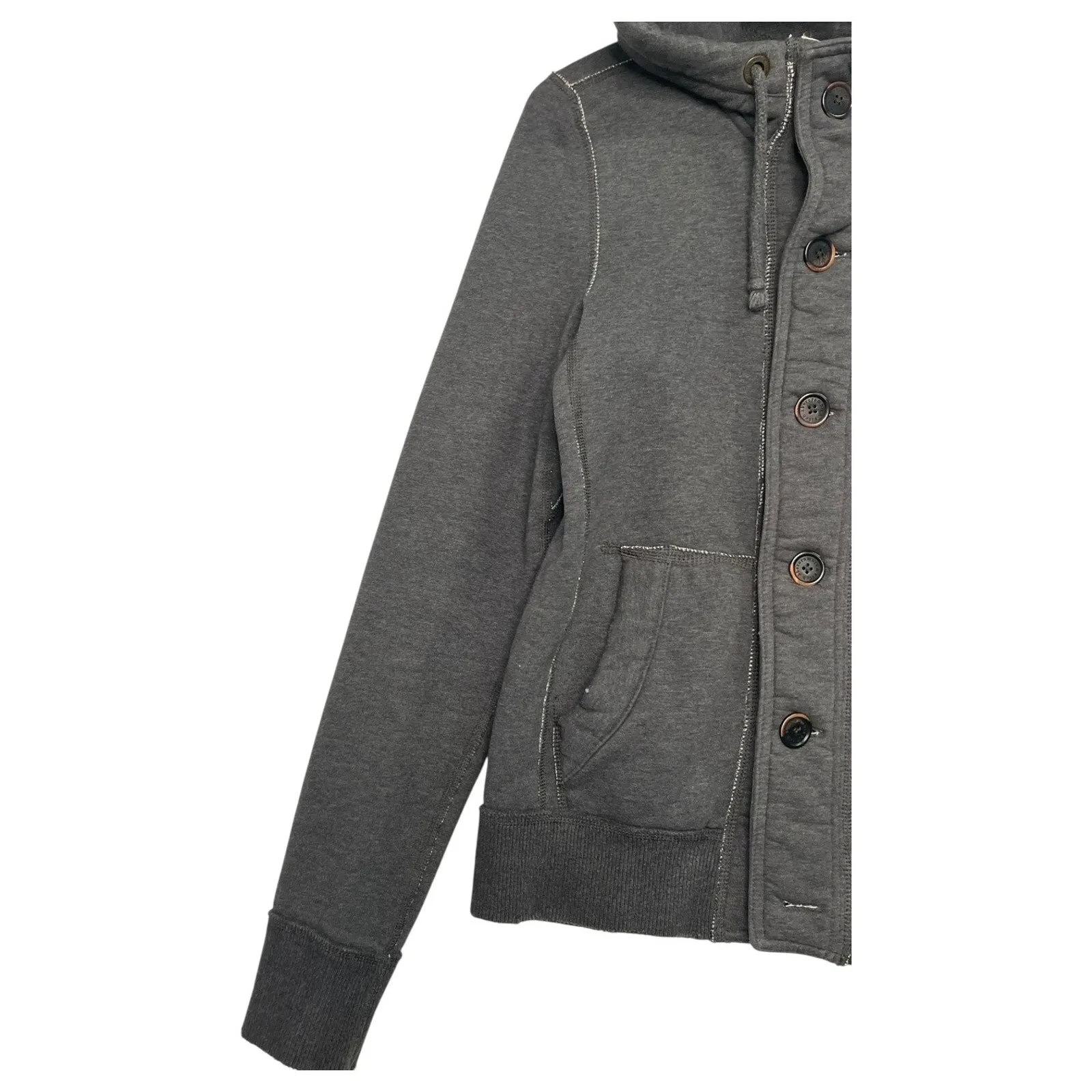 Abercrombie Fitch Hoodie Womens Small Button Up Muscle Sweatshirt Jacket Retro - Image 8
