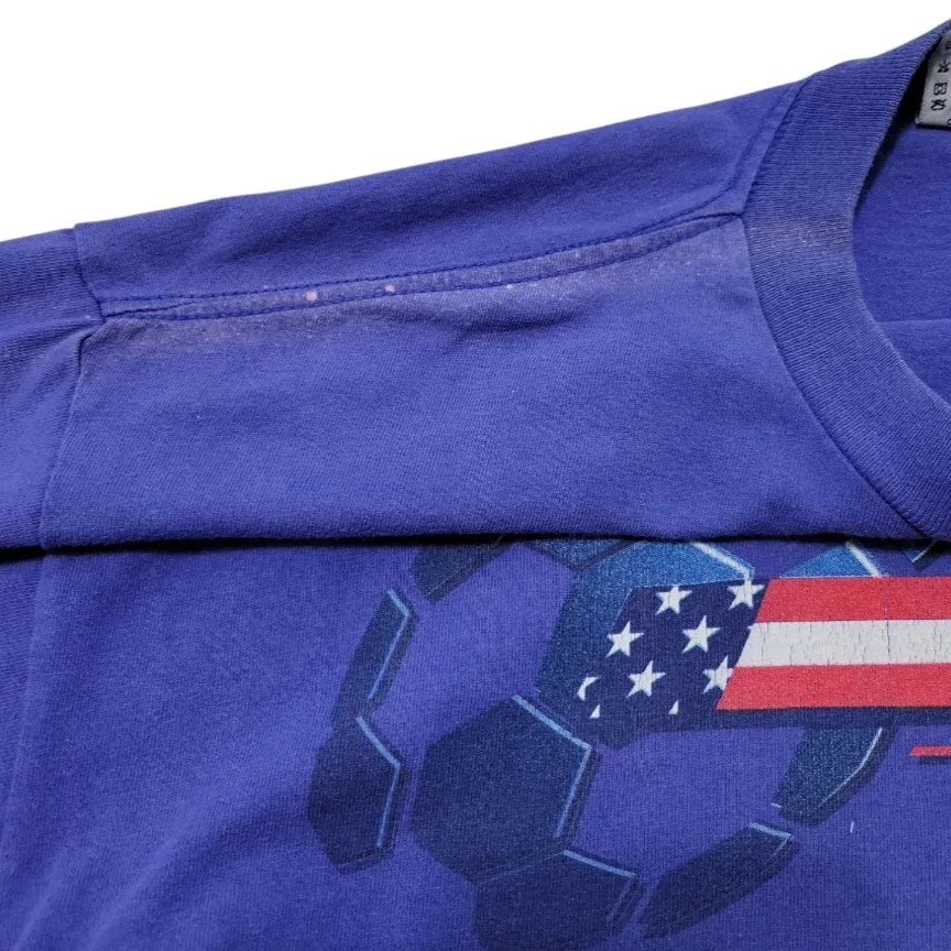 1990s Vintage USA Soccer Shirt Size Large L By Coed Sportswear, Inc. Graphic Tee American Flag Stars And Stripes Graphic Print T-Shirt Unisex T-Shirt  - Image 8