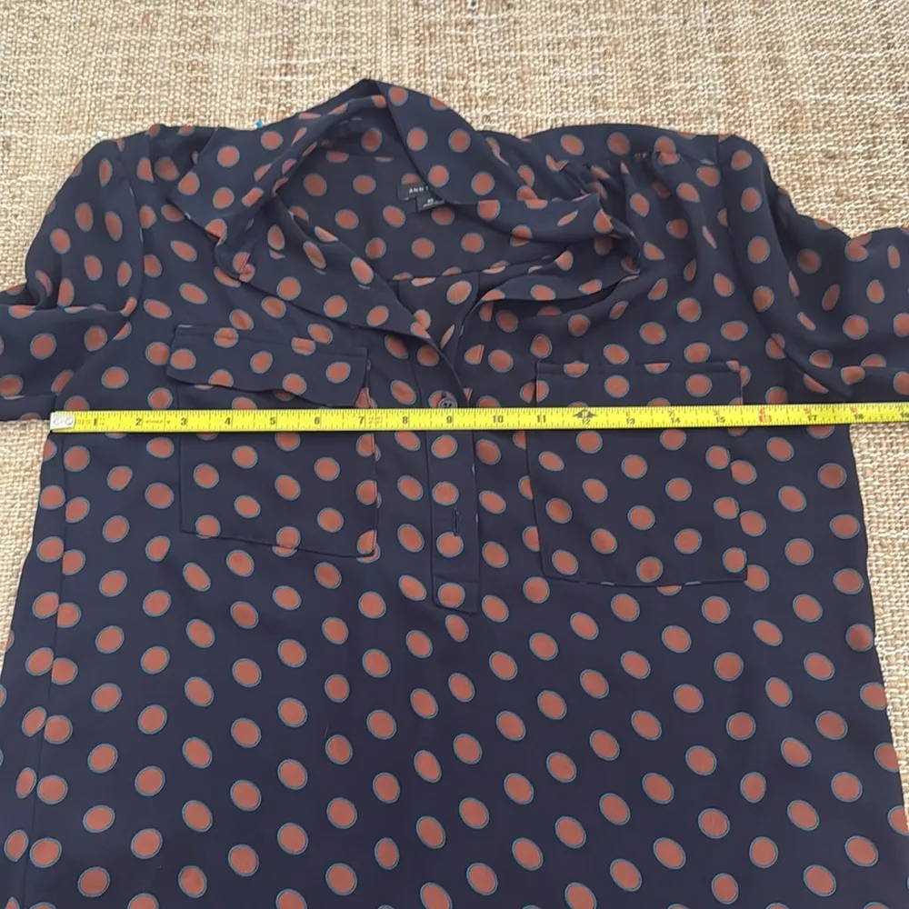 Ann Taylor Polka Dot Blouse Pockets XS - Image 7