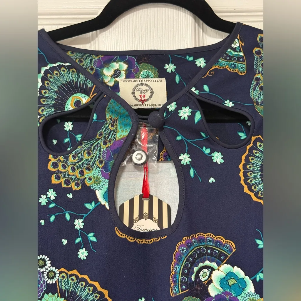 Banned Apparel Dancing Days Proud Peacock Paisley Retro Pinup Swing Dress 3XL - Image 9