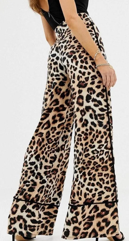 Wide Leg Leopard Pants - Image 2