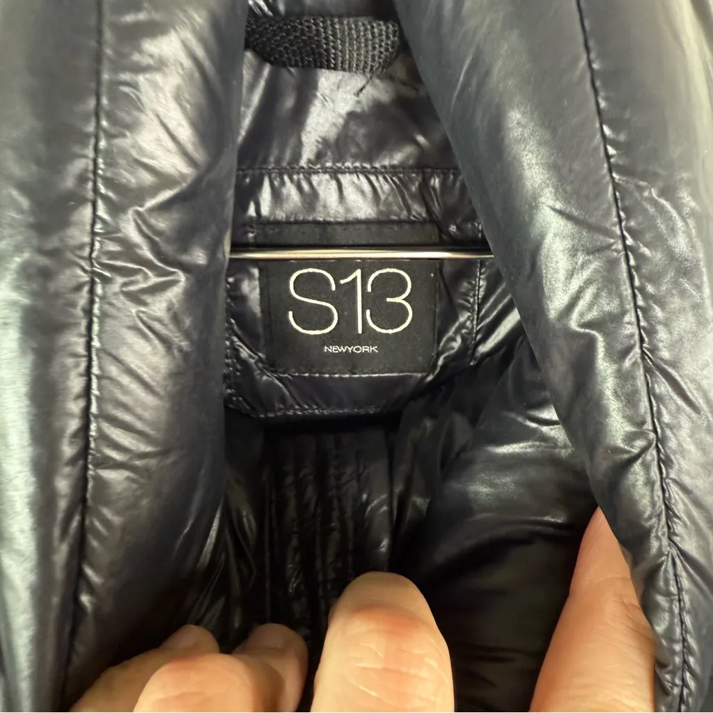 S13 New York Black Cropped Down Puffer Jacket Size 12 - Image 7