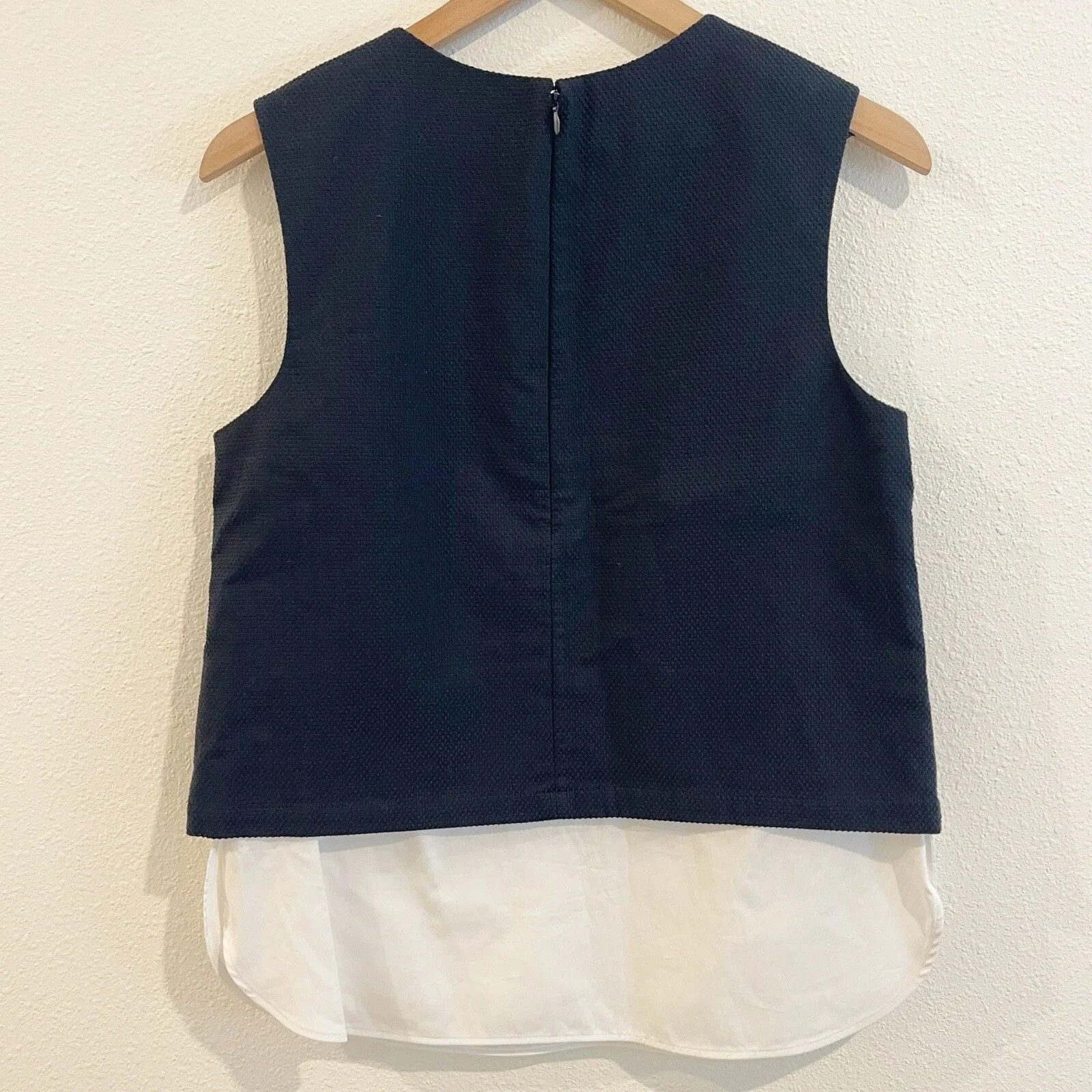 Theory Tank Top Women Med Blue White Modal Layered Textured Preppy Structured - Image 7