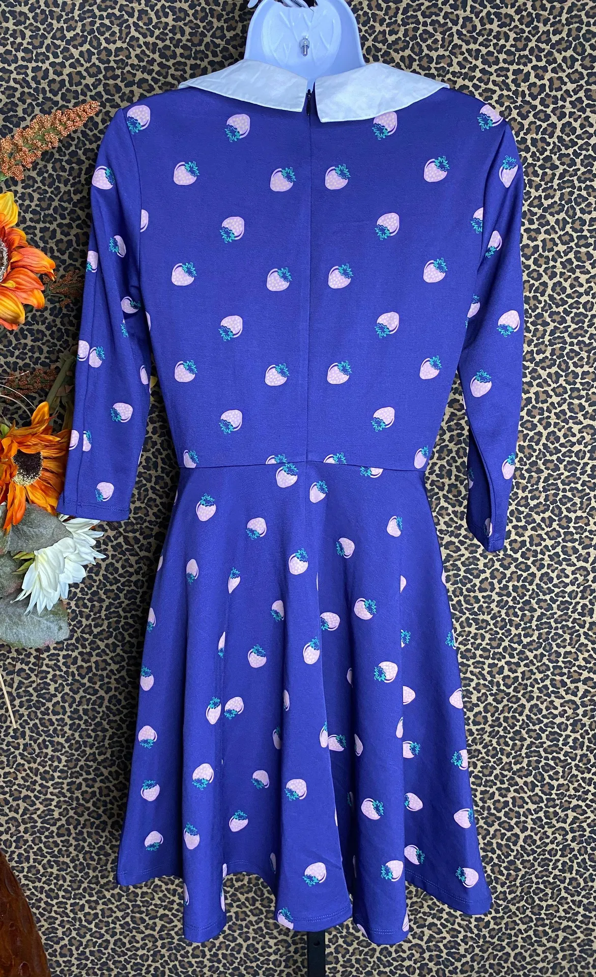 Unique Vintage Navy & Pink Strawberry Print Eloise Swing Dress NWOT MEDIUM - Image 5