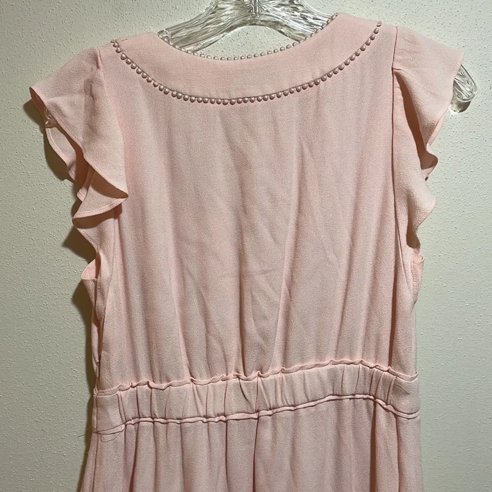 J. Crew Point Sur V-Neck Ruffle Midi Dress Flutter Sleeve Blush Pink Size 2 - Image 11