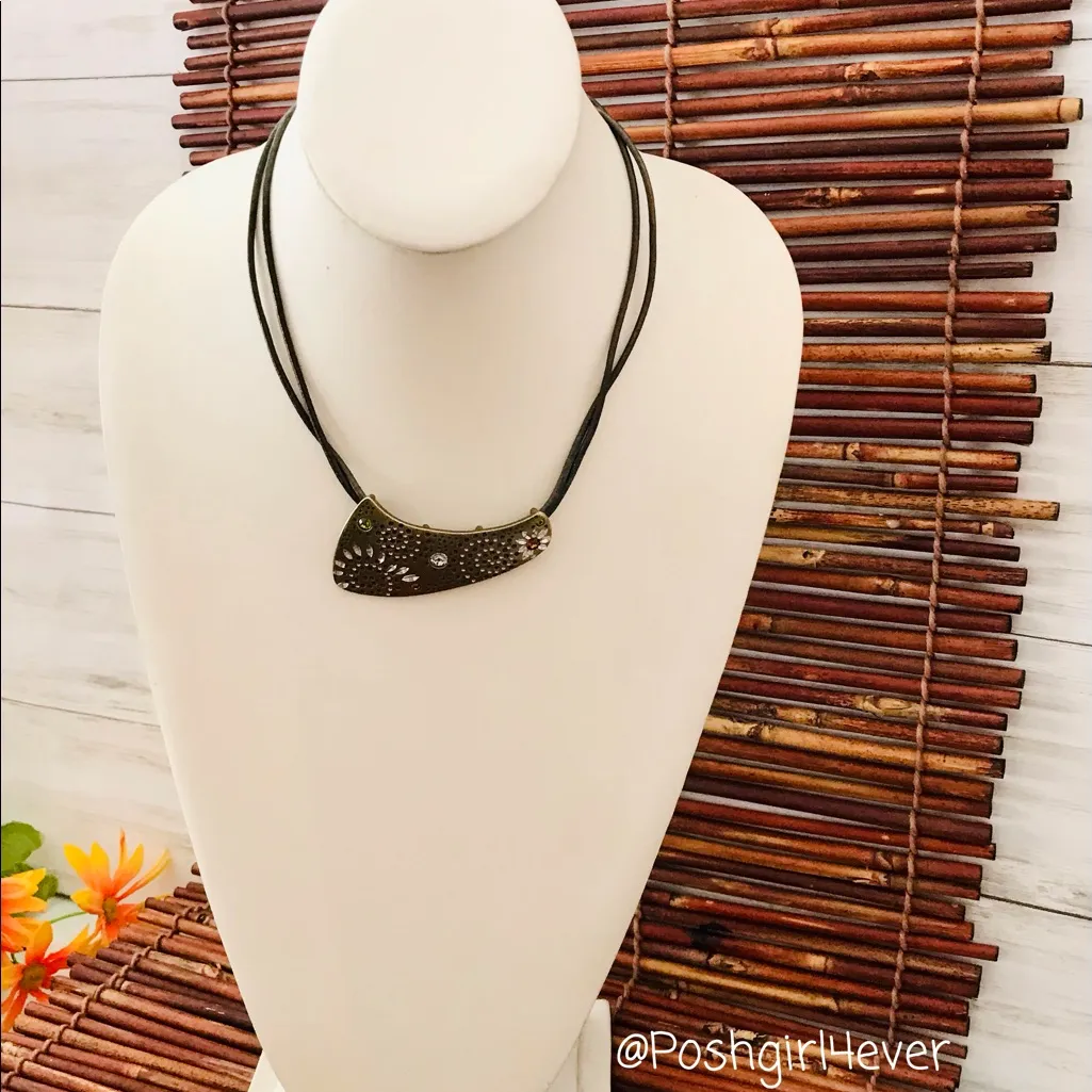 Chico's Chico’s Choker Necklace Brass & Rhinestone - Image 3