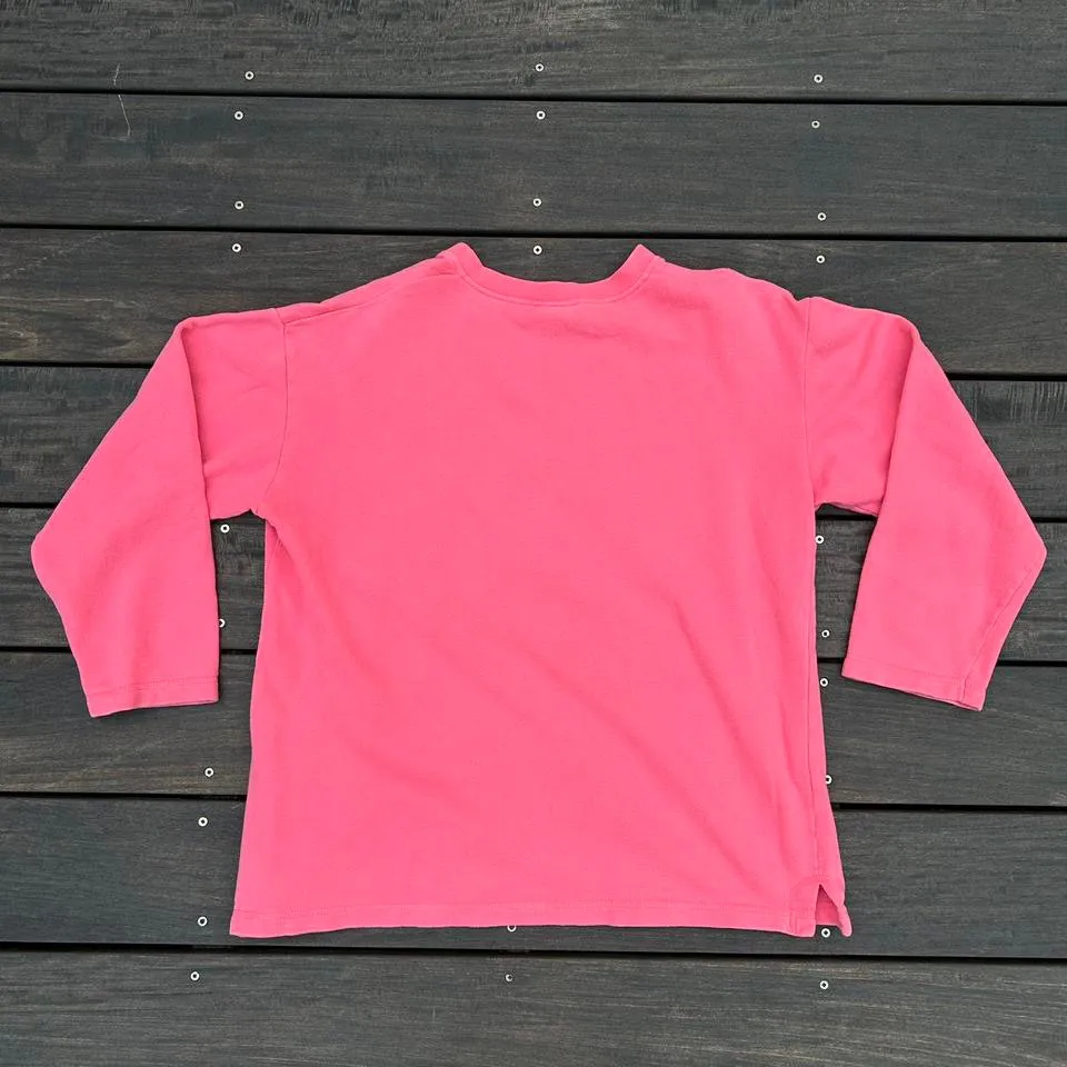 Vintage Pink Rainforest Café Sweatshirt w/ Embroidered Cartoon Animals Size L - Image 4