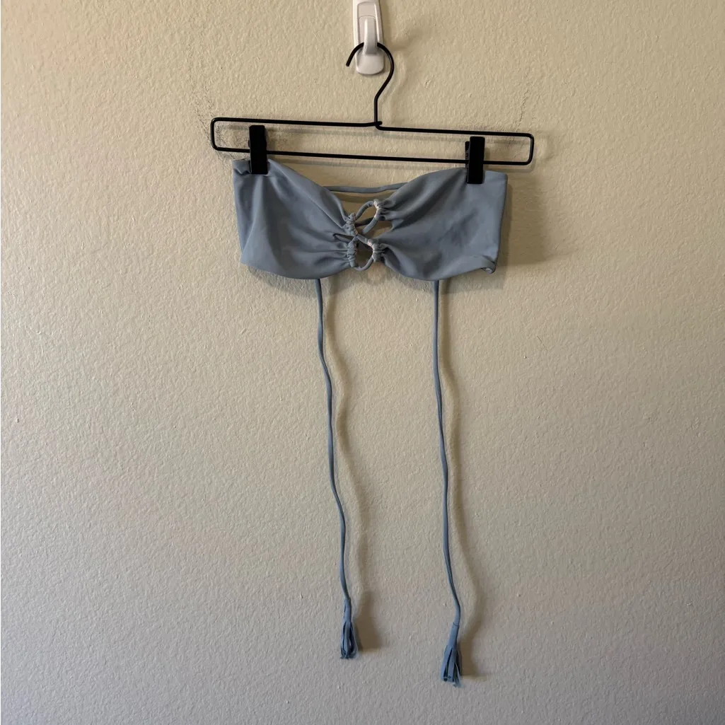 Acacia Swim Revolve Lumahai Bikini Top Baby Blue Snakeskin Size L Summer Vacay Size L - Image 2