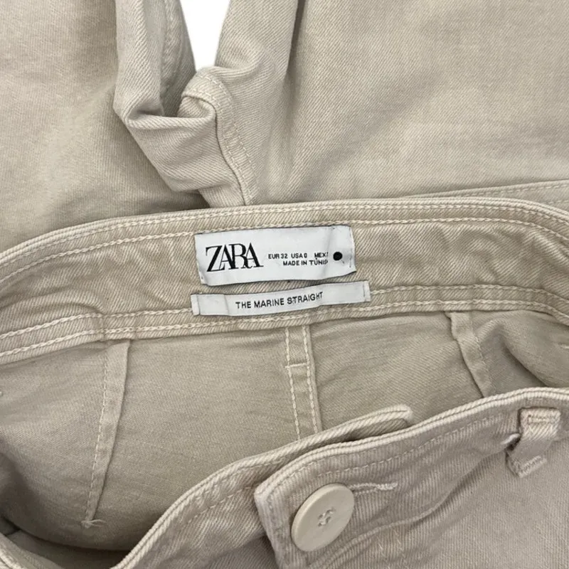 Zara The Marine Straight Bleach Dye Wide Leg Pants Size Women's 0 - Image 3