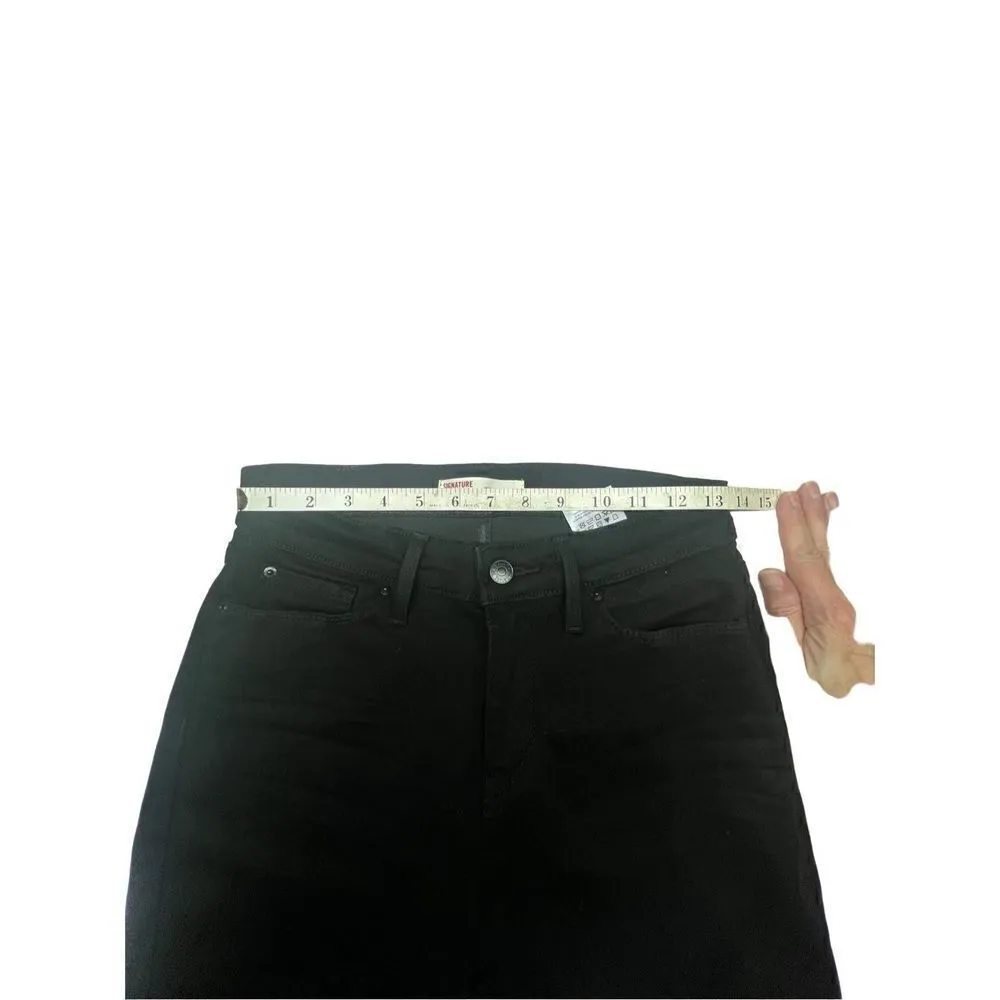 Signature by Levi Womans Mid Rise Skinny Black Jeans Sz 26/29 - Image 5