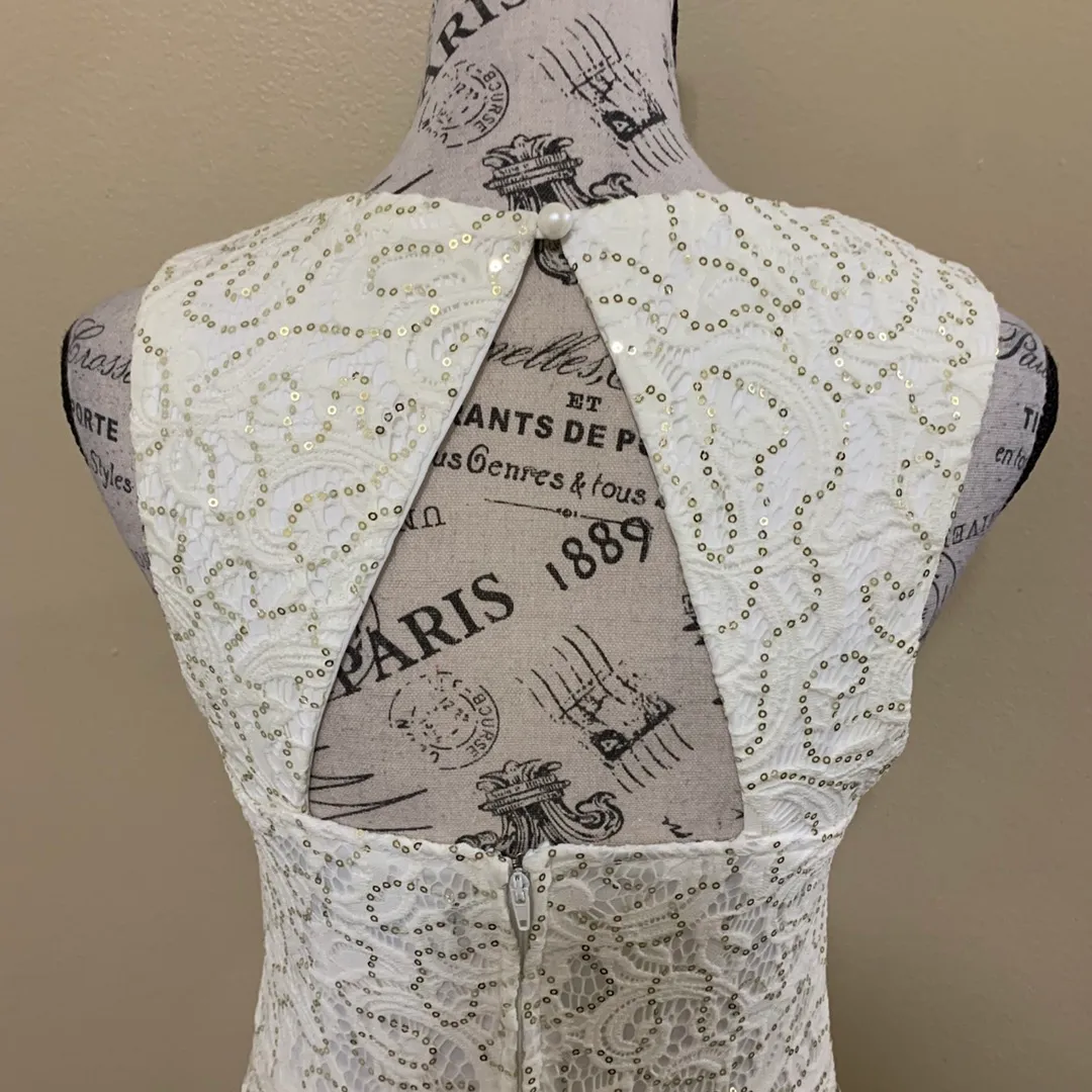 White Ivory Gold Sequined Dress - Image 7