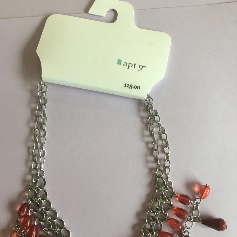 Apt. 9 women’s Coral Pink beaded Statement Necklace - Image 3
