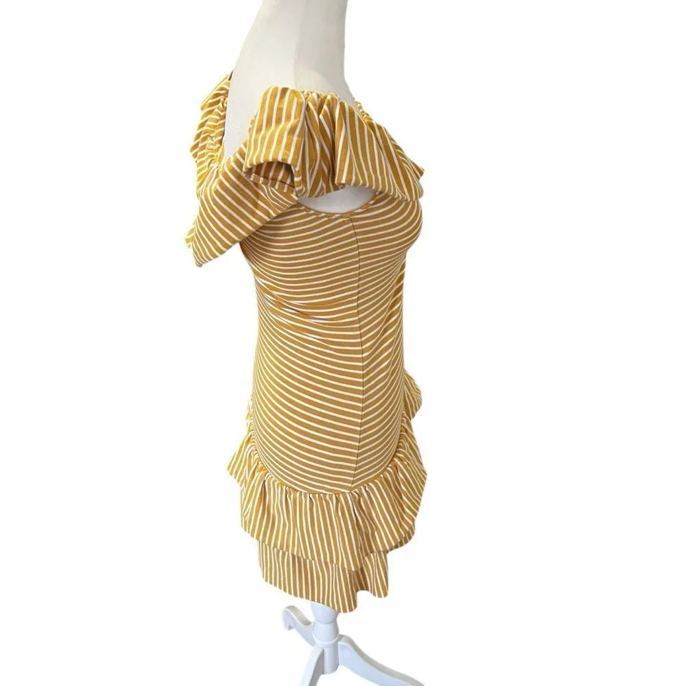 Saylor Tamanna Striped Ruffle Mini Dress XS - Image 5