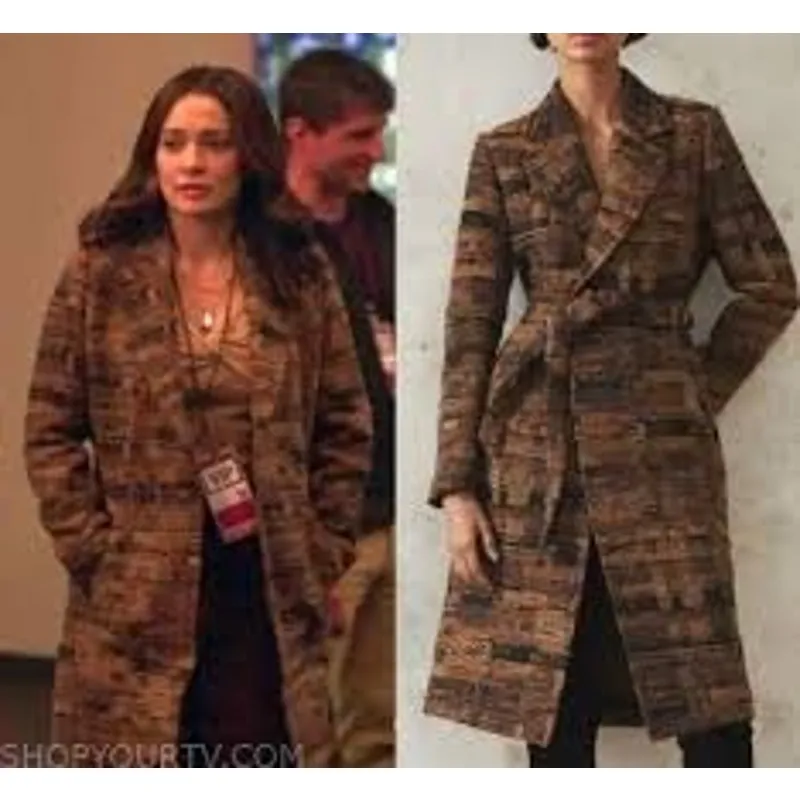 Anthroplogie 10 / M Trench Mid Length Coat Jacket Belted Tweed Knit Womens Felt - Image 2