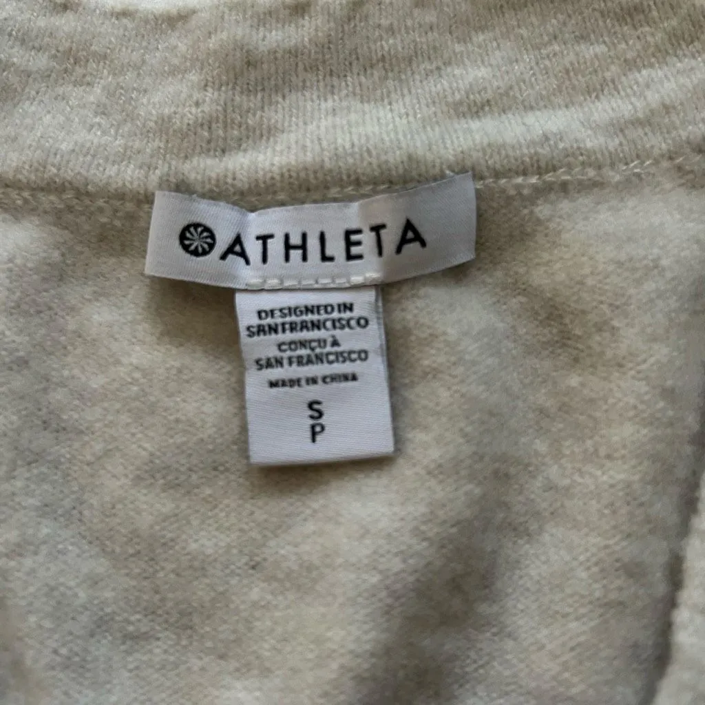 Athleta Cream Merino Wool V-Neck Sweater Size Small - Image 3