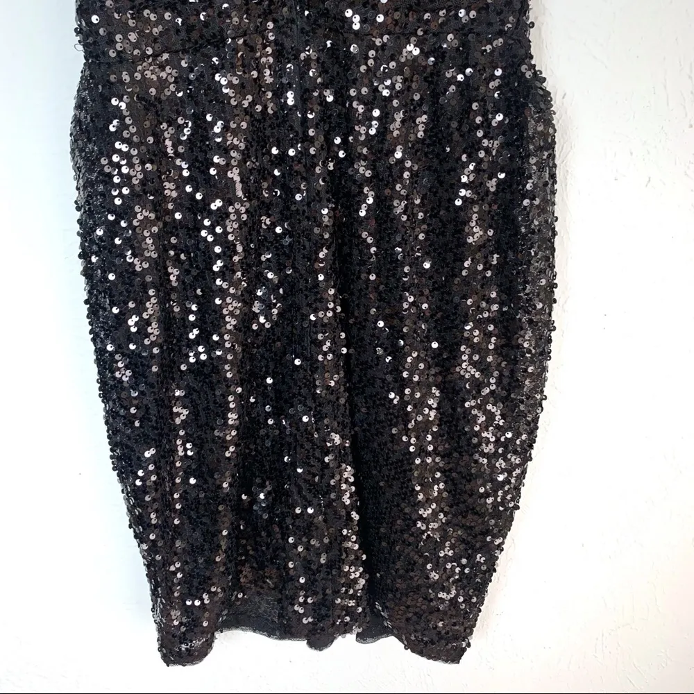Aidan Mattox Sequin V-Neck Black Dress - Image 6