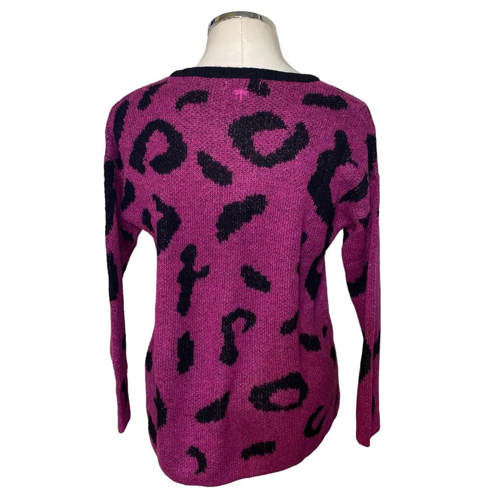 Tyler Boe Wool Mohair Knit Pink Black Animal Print Crewneck Sweater Size S - Image 4
