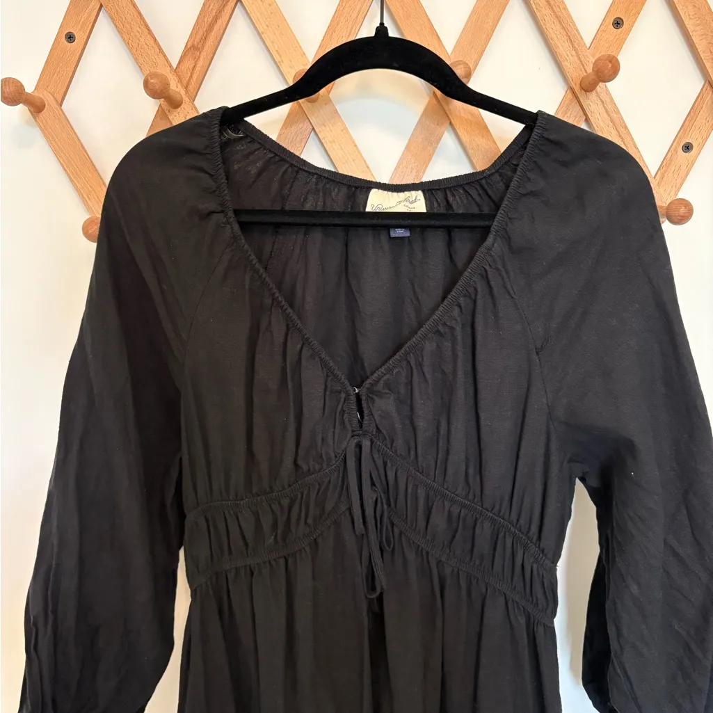 Black Target V Neck Black Dress with Long Sleeves - Image 3