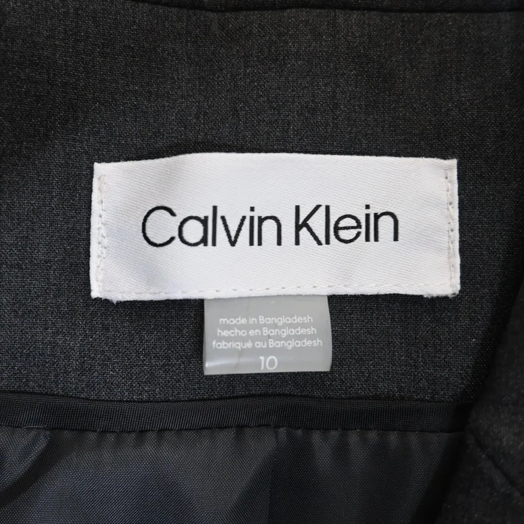 Calvin Klein Women's 10 Dark Gray One Button Front Lined Blazer - Image 8