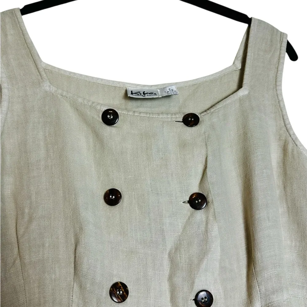 Vintage Kiko Womens Linen Maxi Dress Lagenlook Minimalist Preppy Size Medium - Image 4