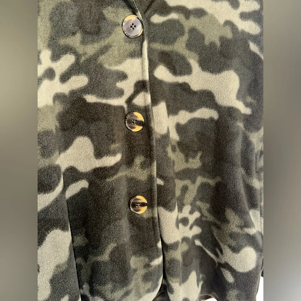 Cuddl‎ Duds Fleecewear Women’s Size M Bonded Sherpa Snap Front Jacket Olive Camo - Image 3