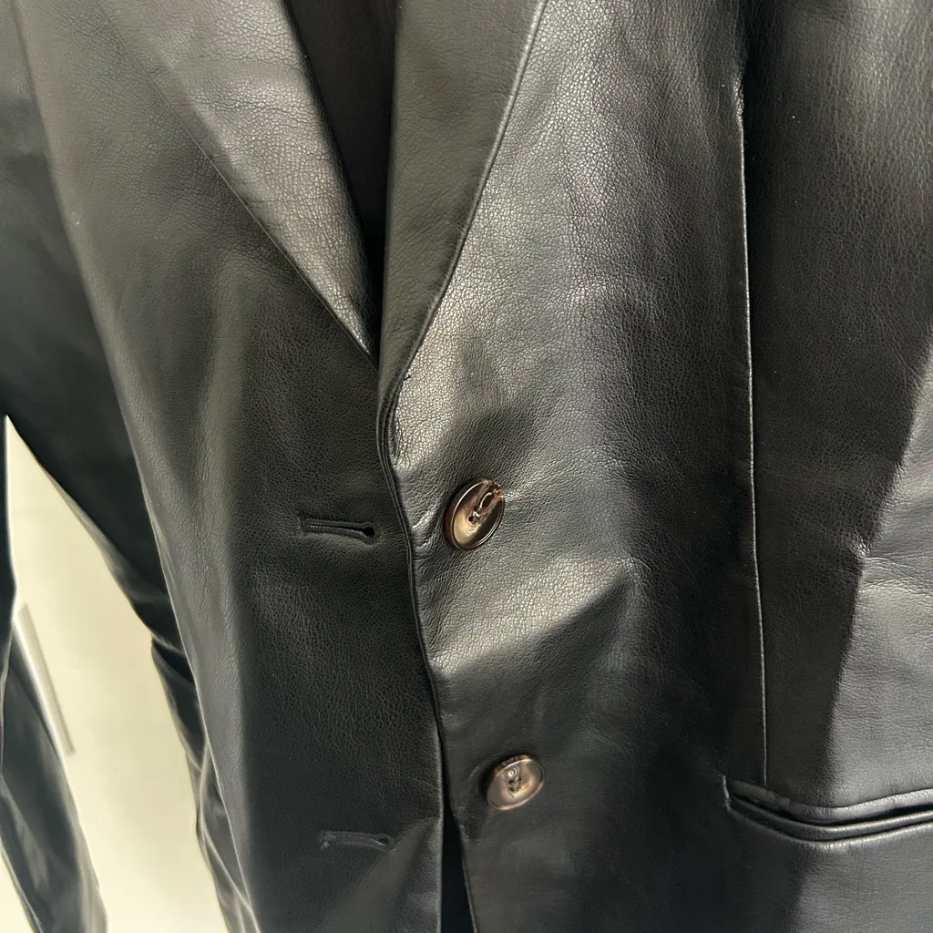 OAK + FORT Vegan Leather Blazer Oversized FIT XS Black - Image 3