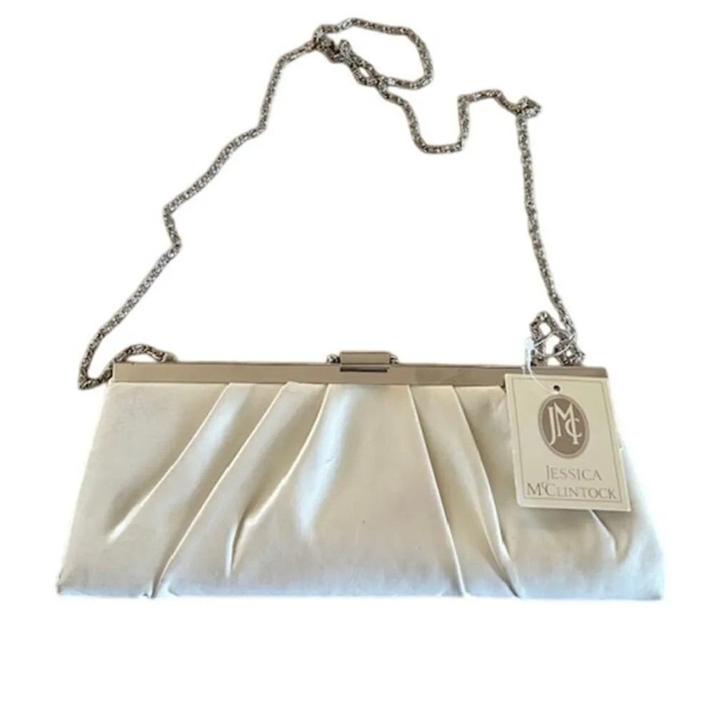 Vintage 1990s Jessica McClintock Gunne Sax Satin Evening Bag – NWT White - Image 2