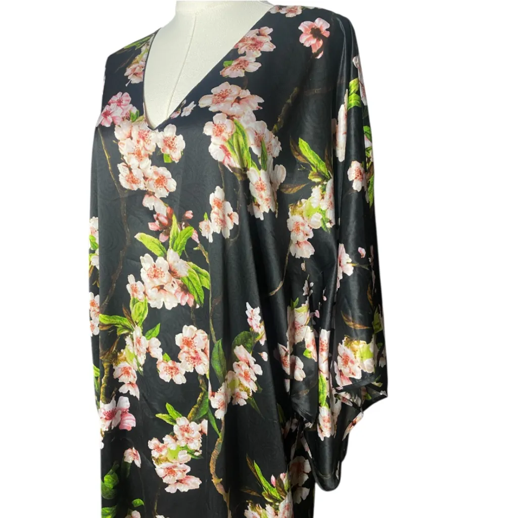 Natori Floral Print Satin Caftan Maxi
Dress/Robe - Image 9