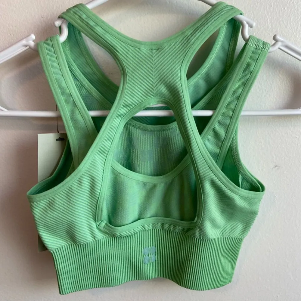 NWT Sweaty Betty Salix Green Illusion Seamless Sports Bra - Image 5