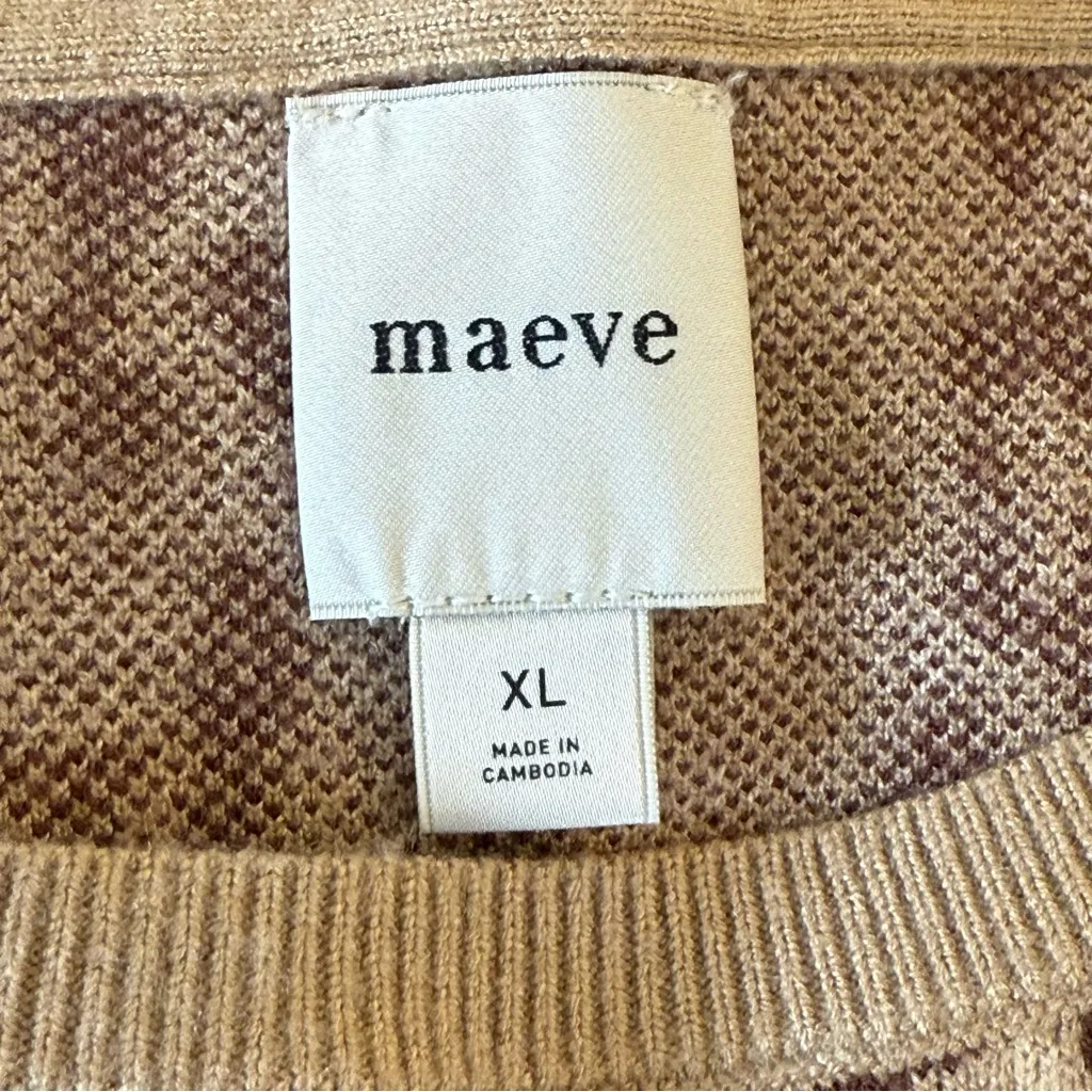 Anthropologie Maeve Knit Leopard Print Sweater XL Puff Sleeve Soft Chic Neutral - Image 8