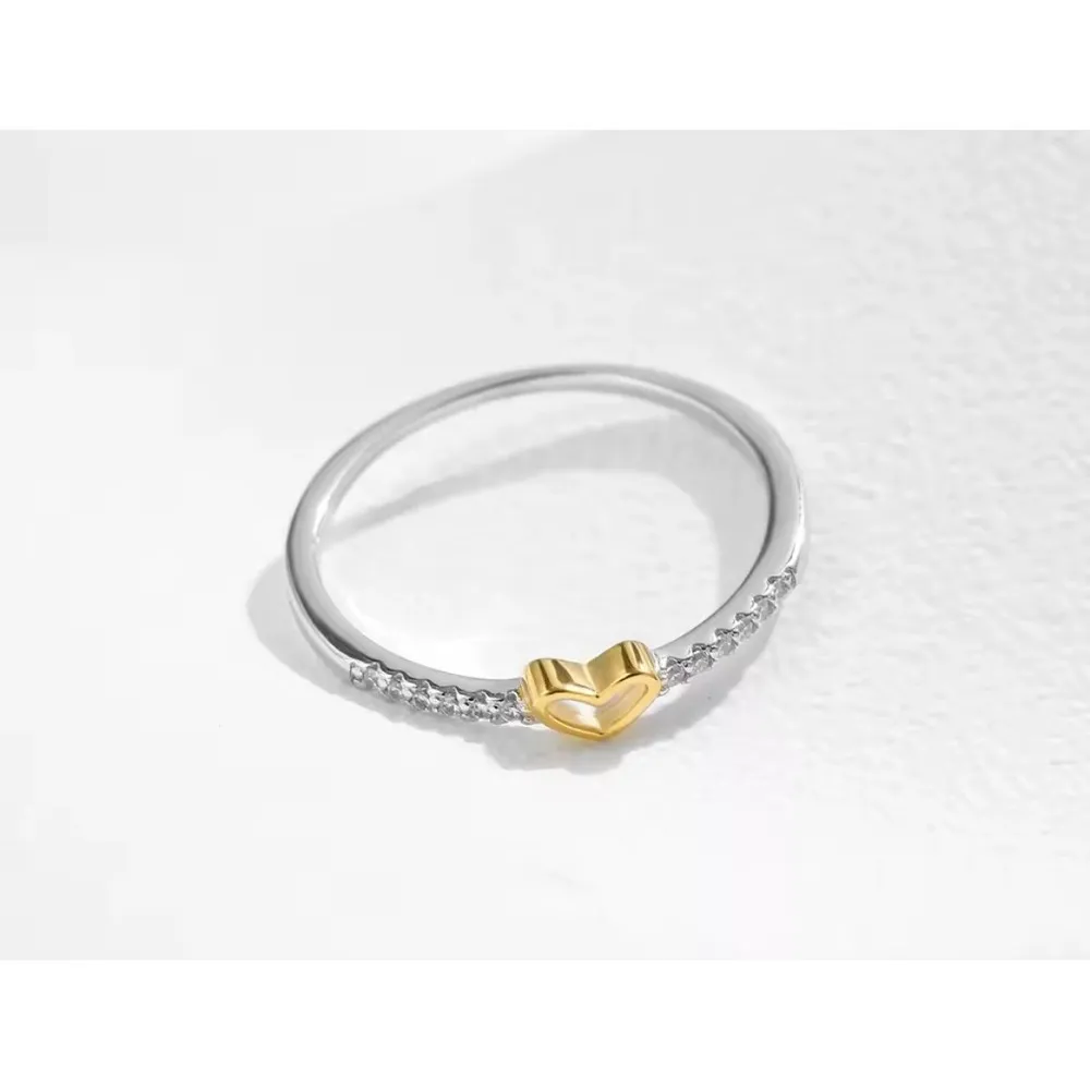 NEW PRETTY DAINTY‎ HEART RING | 925 STERLING SILVER RING, GOLD HEART RING SIZE 7 - Image 7