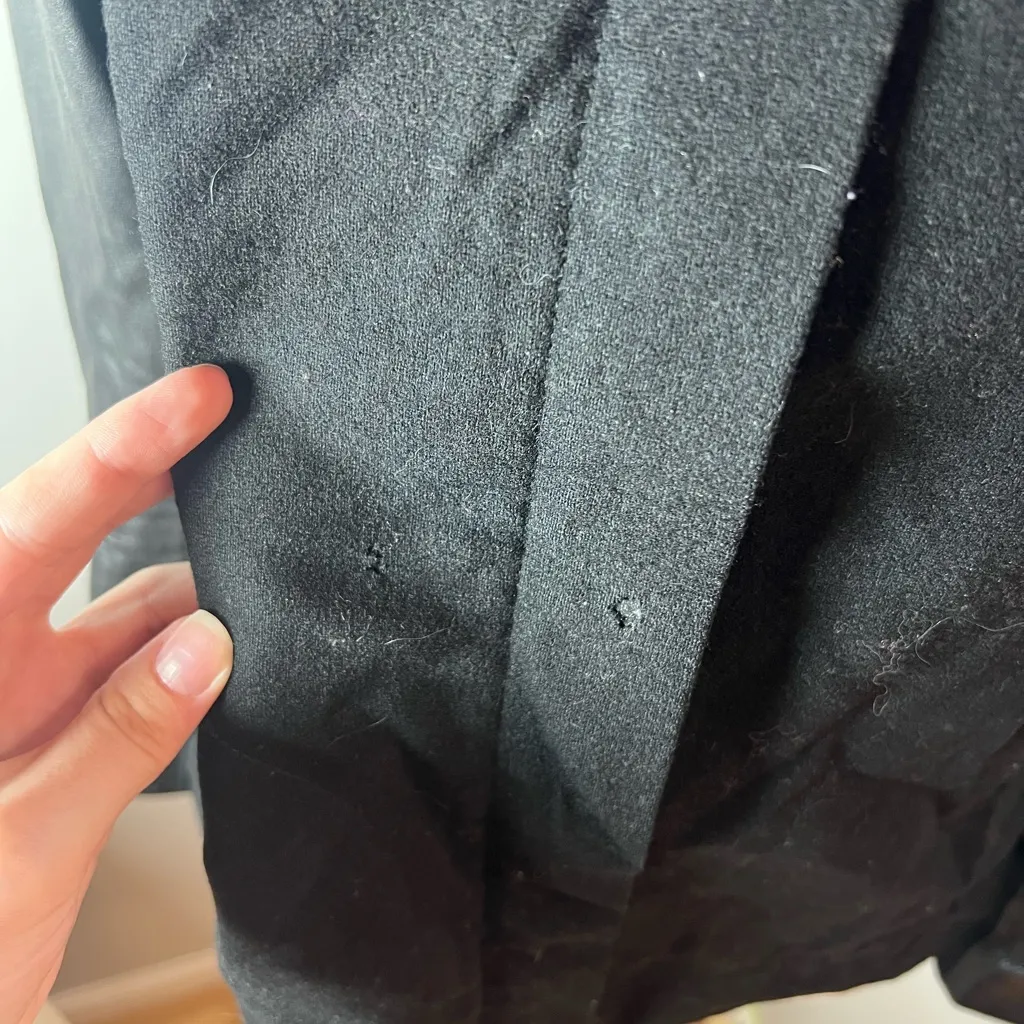 Judith And Charles Black Laine Wool Zip Bomber Jacket Leather Sleeve Size 4 - Image 2