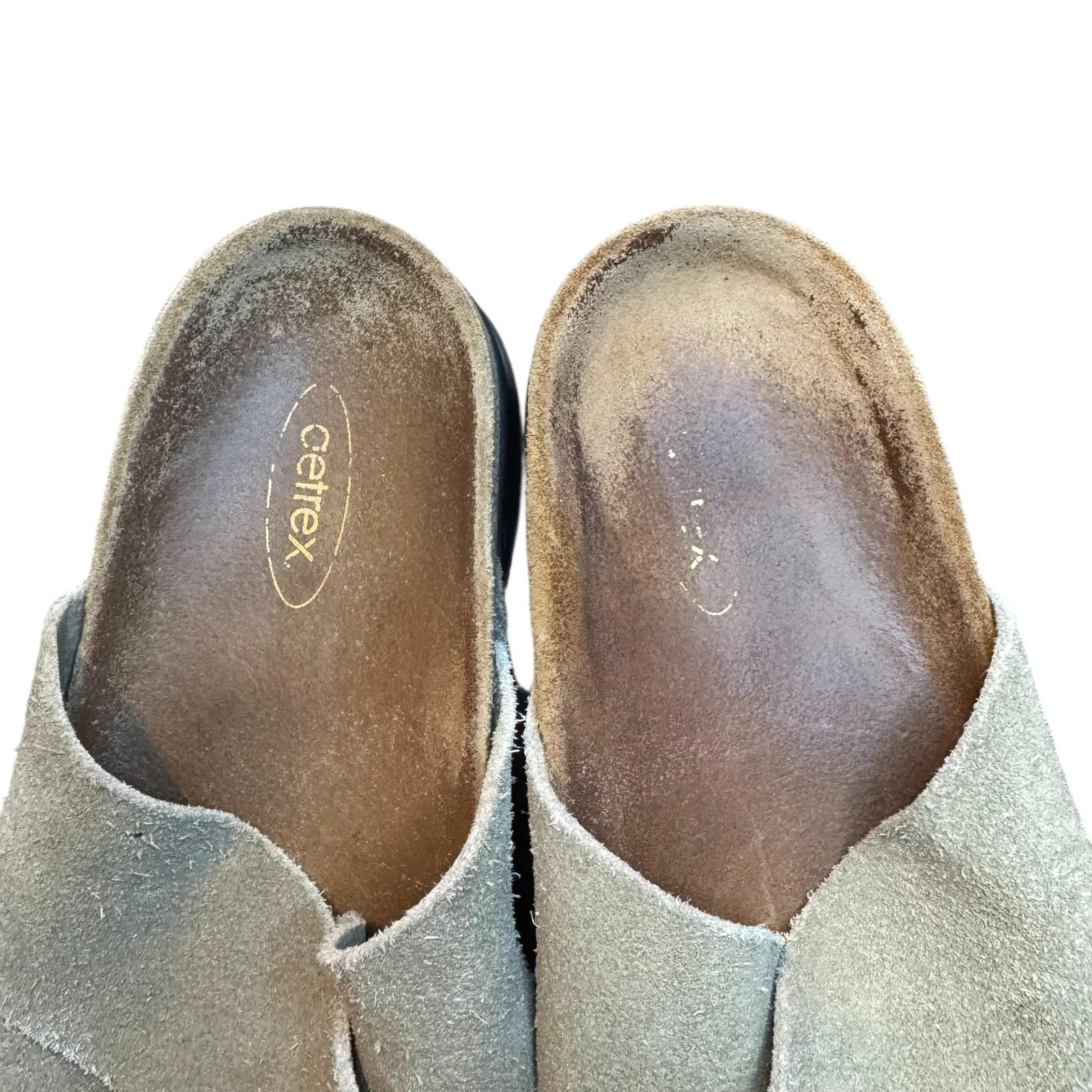 Aetrex Sandals Shoes Womens Size 7 Taupe Suede Cross Strap Slide Comfort Footbed - Image 3