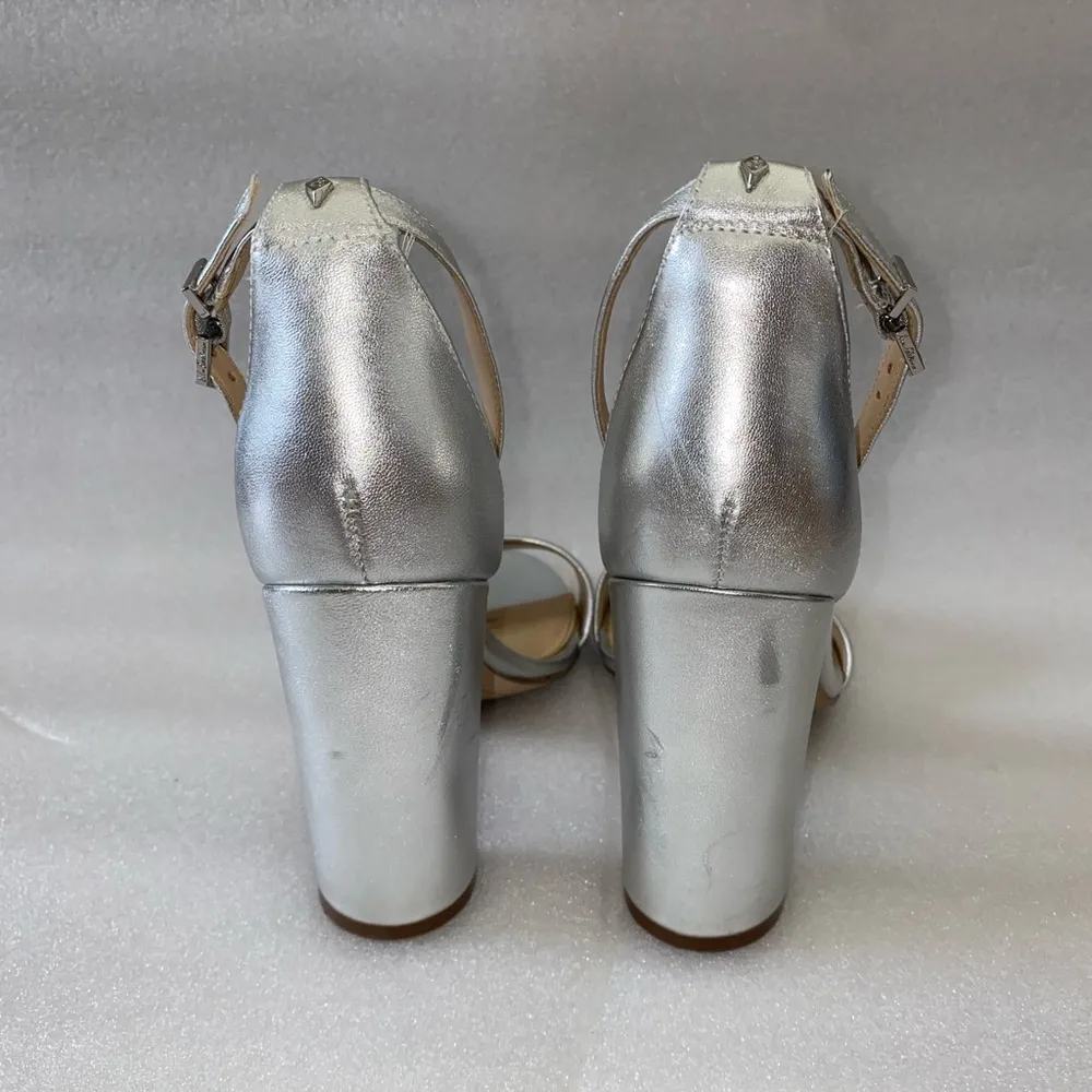 Sam Edelman Yaro Silver Leather Block Heels size 9.5 - Image 7