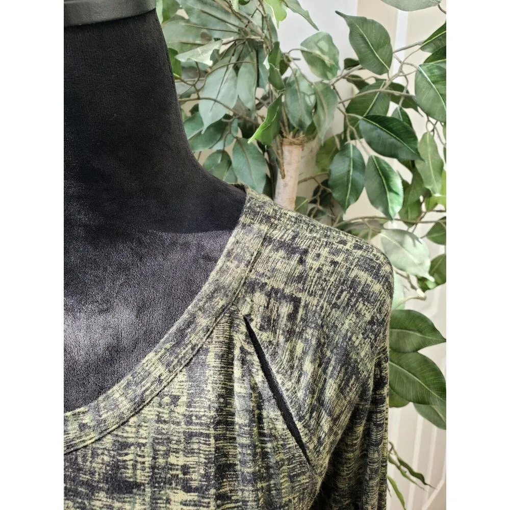 Soma Womens Green Cutouts Side Slit Rayon V Neck Long Sleeve Top Blouse Medium - Image 4