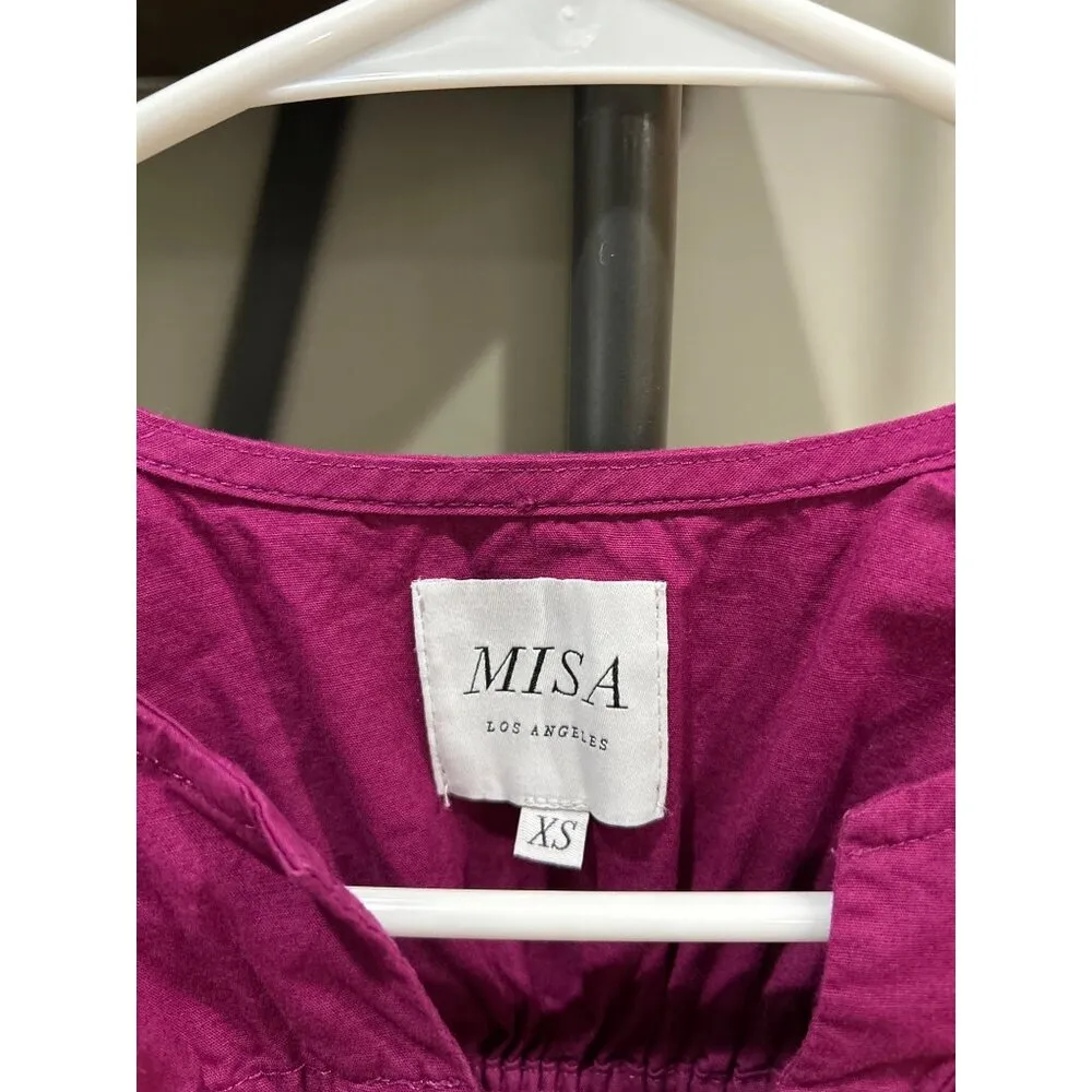 Misa Los Angeles Camila Cinched Mini Dress Orchid Cotton Poplin Womens Size XS - Image 10