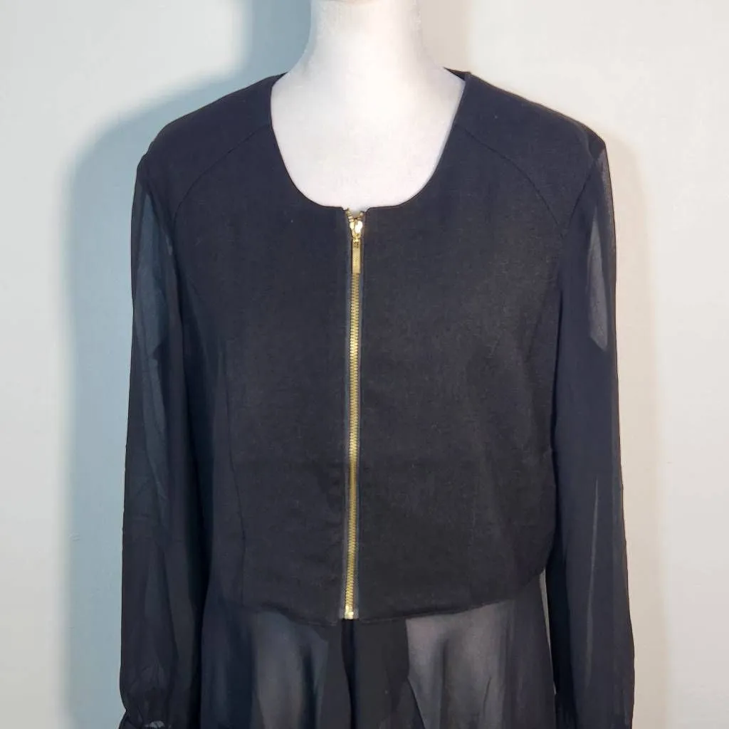 Simply Noelle Black Chiffon and Knit Zip-Up Jacket NWT Size Small/Medium - Image 3