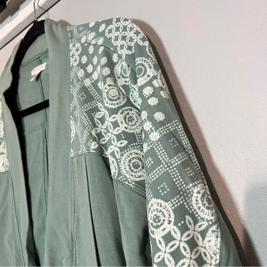 Garnet Hill Sage Green Open Front Sweatshirt Cardigan Oversized Size Medium - Image 6