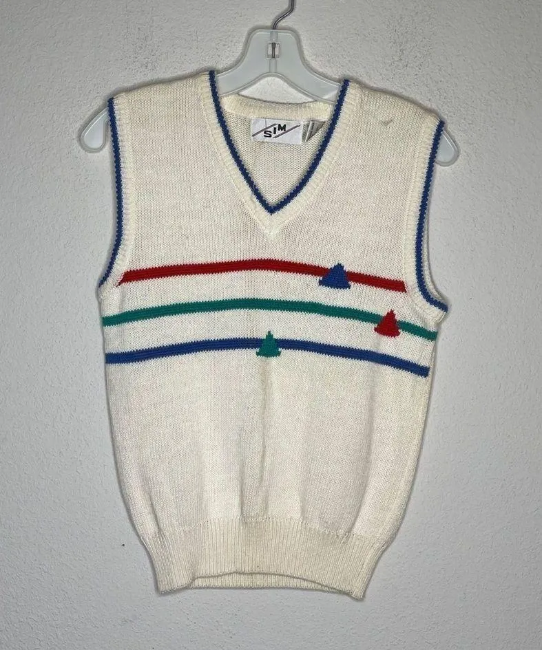 Vintage SIM‎ Sweater Vest Red Size L - Image 7