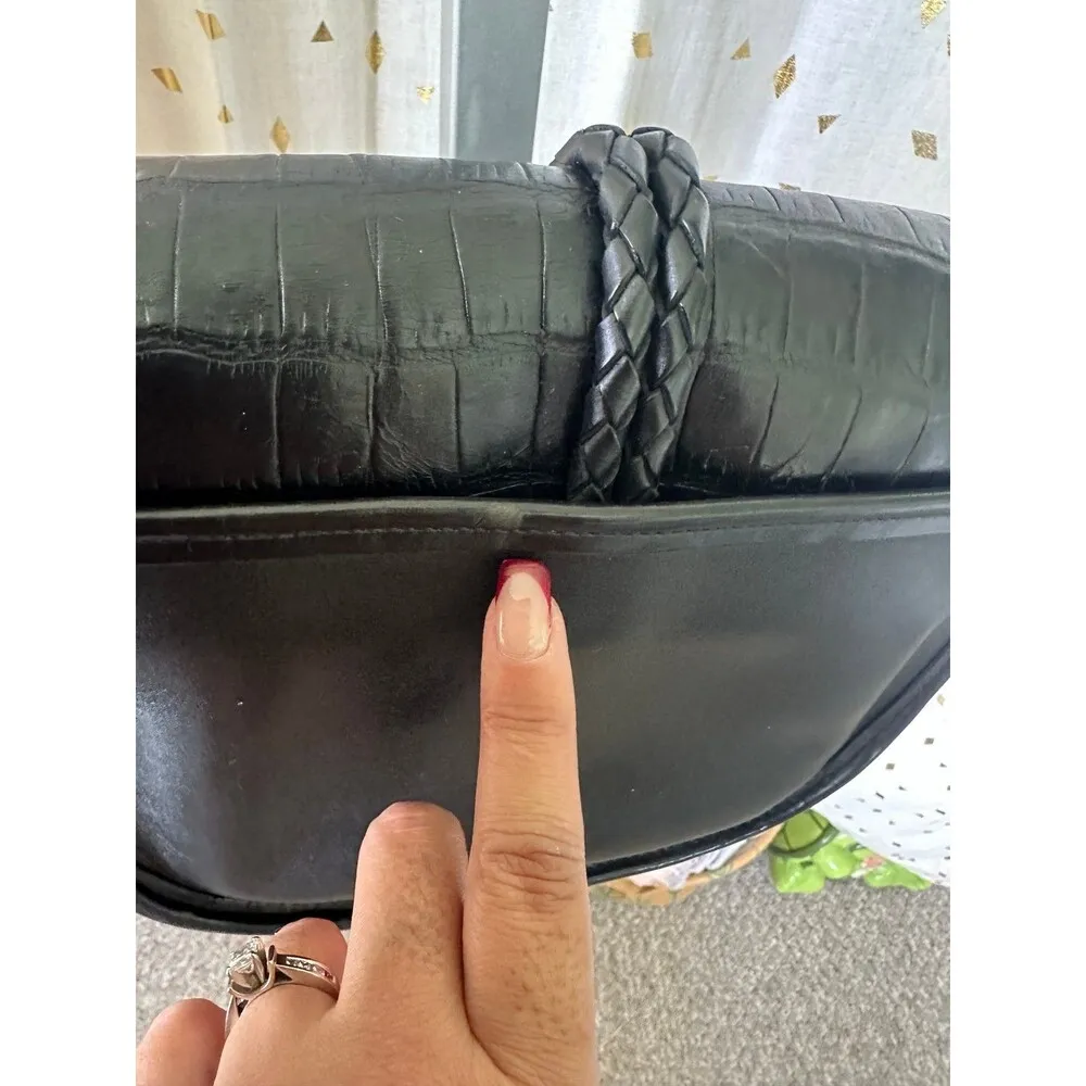 Brighton Vintage 399149 Cara Alligator Embossed Braided Leather Crossbody Purse - Image 7