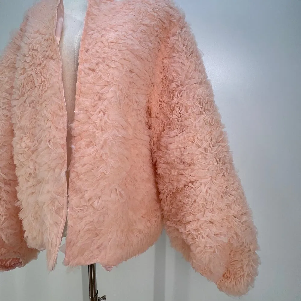 Anthropologie Mare Mare Tulle Jacket Open Front Blush Pink - Image 4