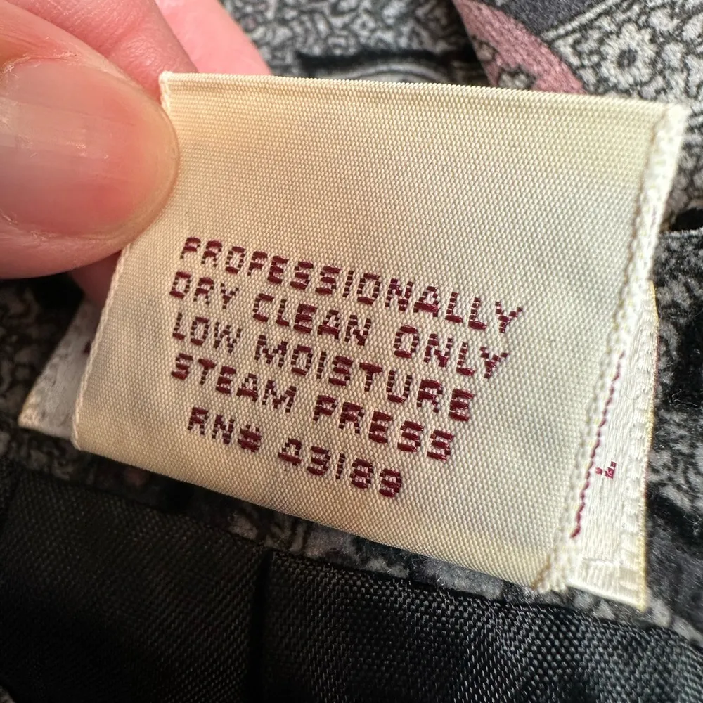 Vintage Susan Bristol Velvet Burnout Black & Pink Paisley Pencil Skirt Size 8 M - Image 12