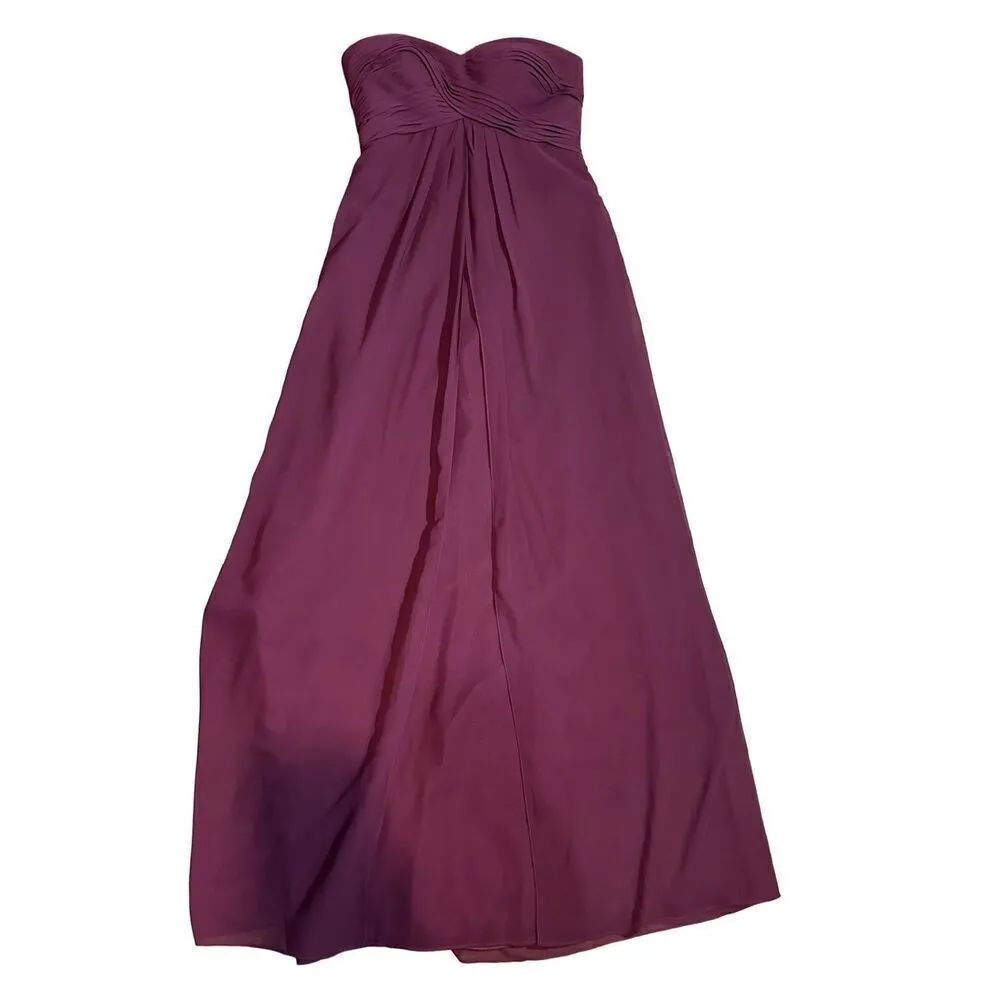 Bill Levkoff Womens Maroon Maxi length Chiffon Gorgeous Strapless Minimalist Bri - Image 6