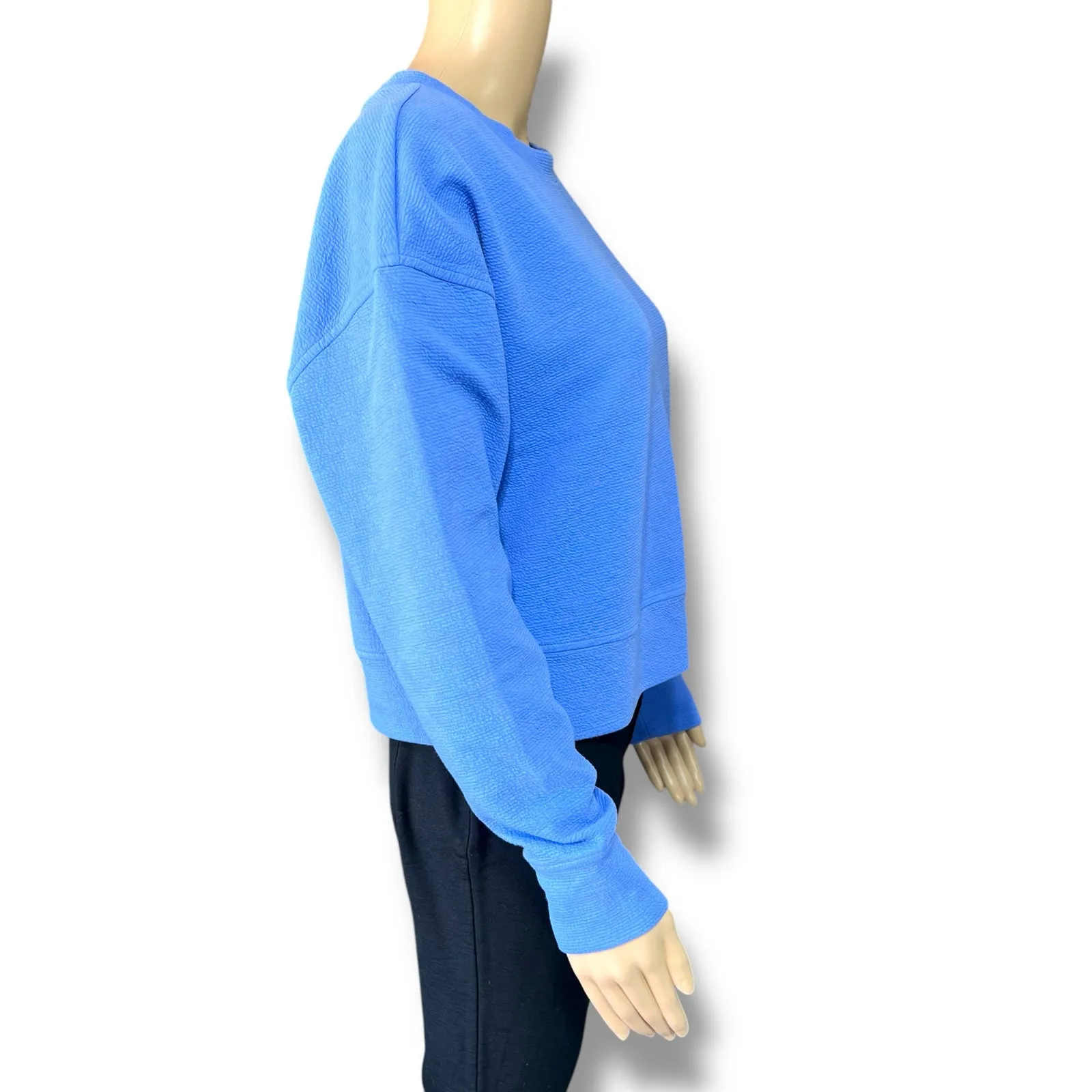 Danskin Womens Crop Athletic Sweatshirt Long Sleeve Pullover Blue Small - Image 2