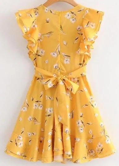 Yellow Floral Dress Size M - Image 3
